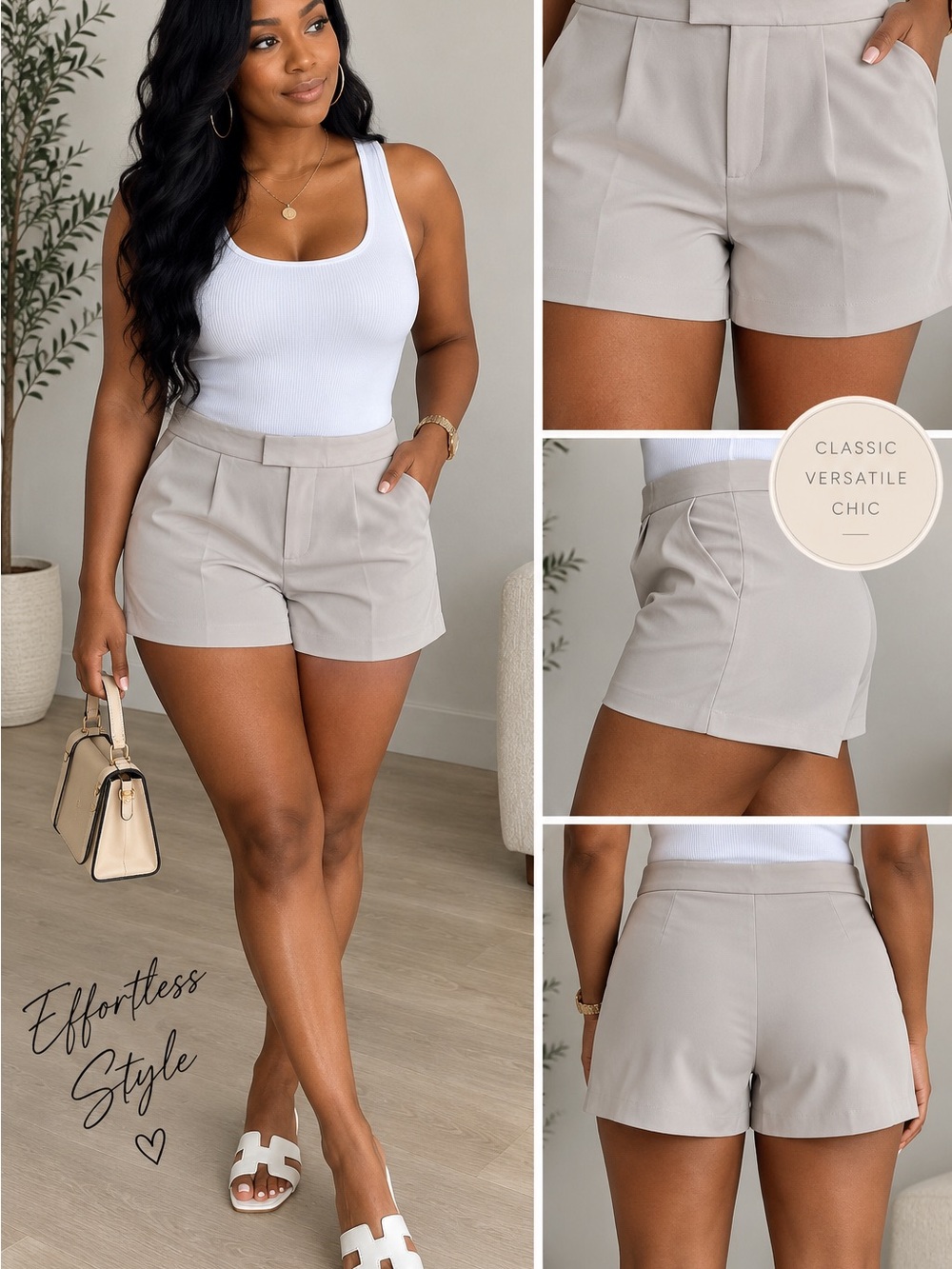 a new day Tailored High-Rise Shorts in Light Taupe